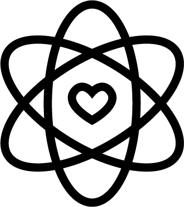 icone atome avec coeur