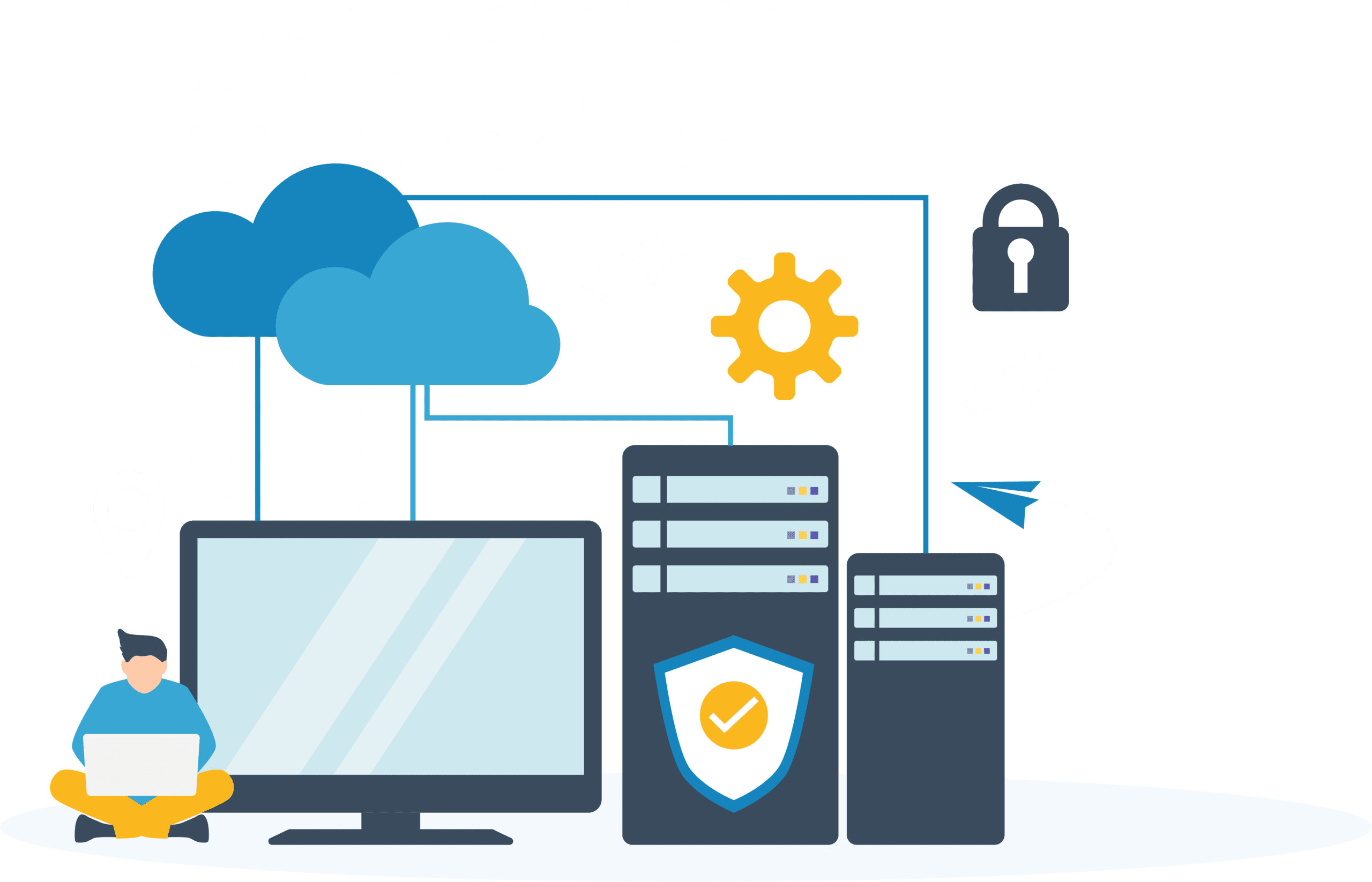 illustration solutions informatique cloud sécurité